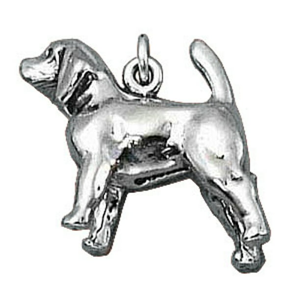 BEAGLE HOUND DOG SMALL 3D 925 CHARM STERLING SILVER